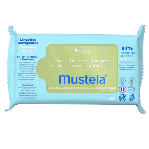 Mustela Eco-Responsible Natural Fiber Cleansing Wipes Απαλά Οικολογικά  Μαντηλάκια Καθαρισμού, 60 τεμάχια | Heals