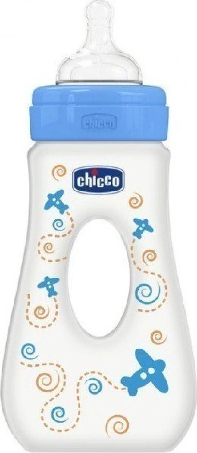 Chicco, Well Being Πλαστικό Μπιμπερό Με Θηλή Σιλικόνης, 240ml, χρώμα μπλε |  Heals