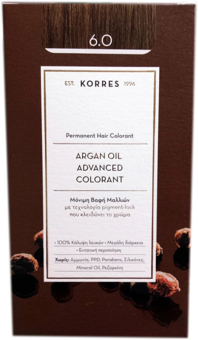 Korres Argan Oil Advanced Colorant Μόνιμη Βαφή Μαλλιών με Τεχνολογία  Pigment Lock 6.0 Ξανθό Σκούρο 50ml | Heals