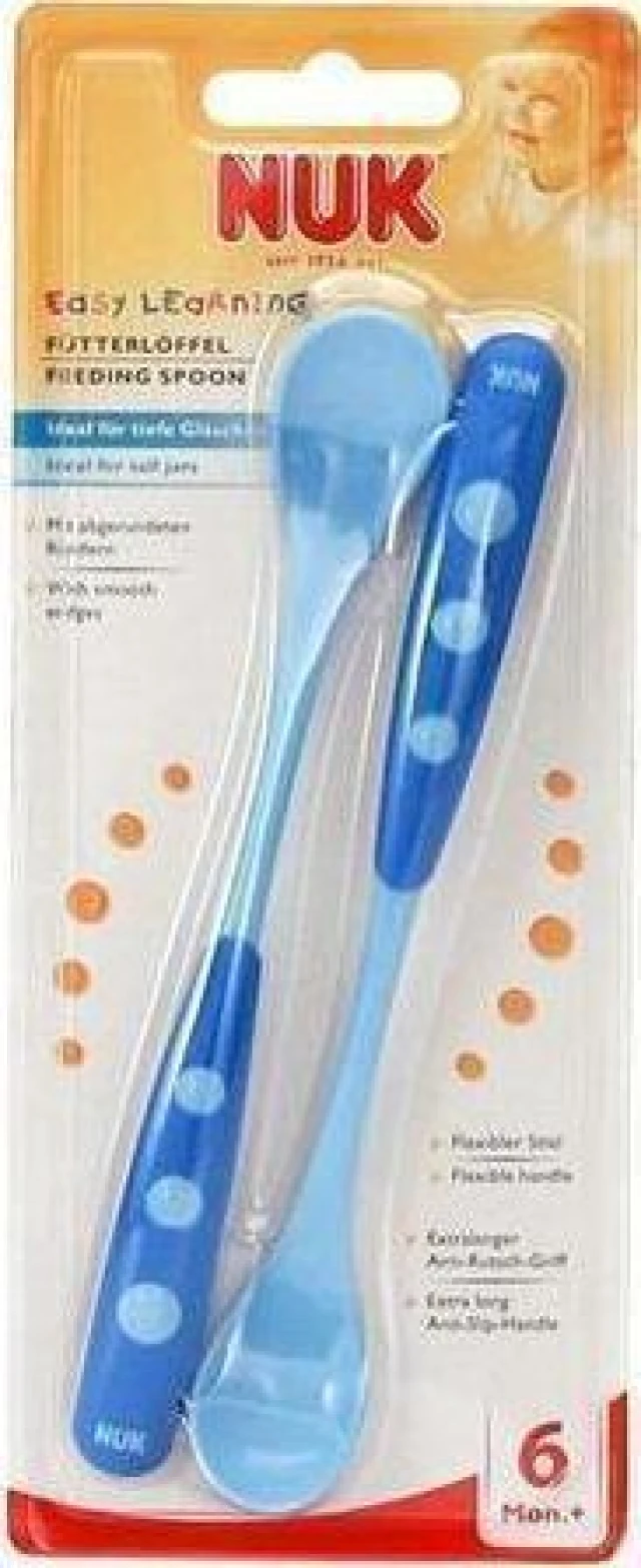 Nuk Εκπαιδευτικά κουταλάκια Easy Learning Feeding Spoons Blue 6m+ 2τμχ |  Heals