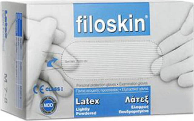 Filoskin Γάντια Λευκά Latex Με Πούδρα Μέγεθος:S, 100 Τεμάχια | Heals