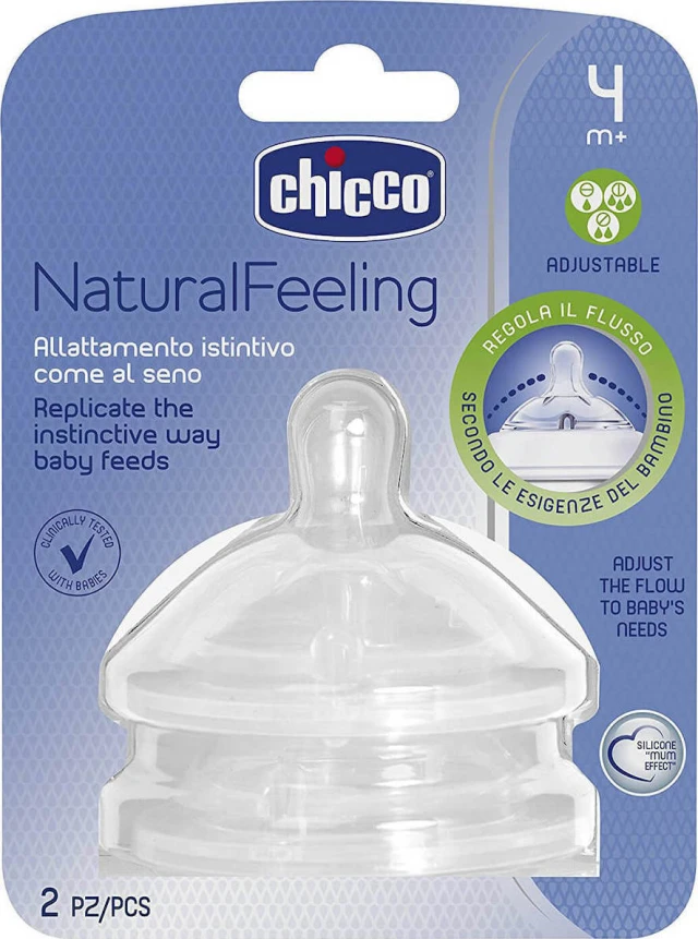 Chicco Natural Feeling Θηλή 4m+ Ρυθμιζόμενης Ροής, 2 Τεμάχια | Heals