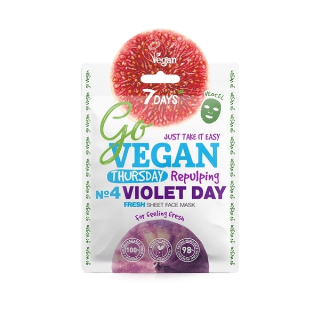 7DAYS Go Vegan Violet Day Repulping Sheet Face Mask Thursday, 25 g
