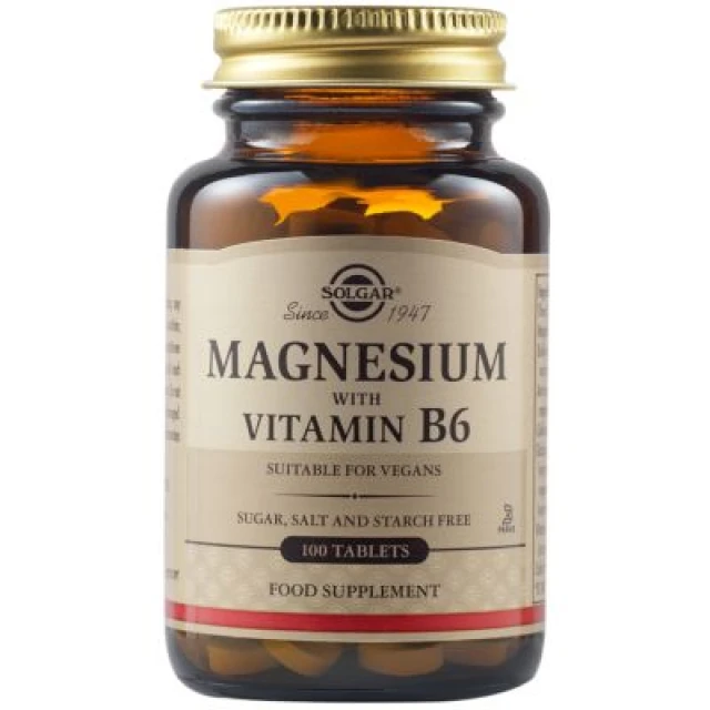Solgar Magnesium & Vitamin B6 - Μαγνήσιο & Β6, 100tabs | Heals